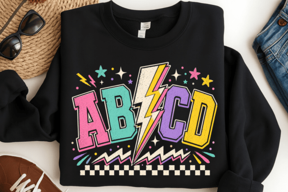 ABCD Lightning Bolt PNG, Back to School: The Ultimate Solution for Custom Classroom Apparel and Decor