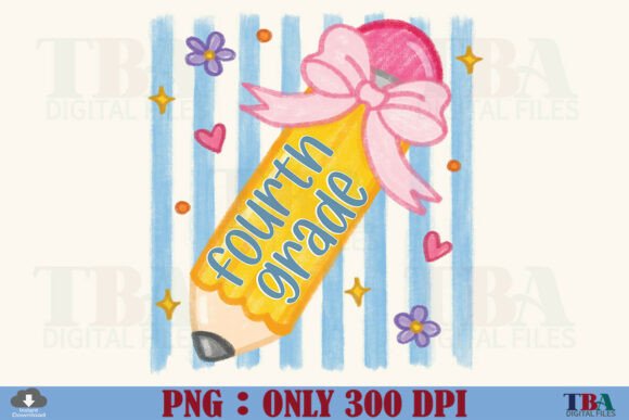 Back to School Fourth Grade Pencil Bow