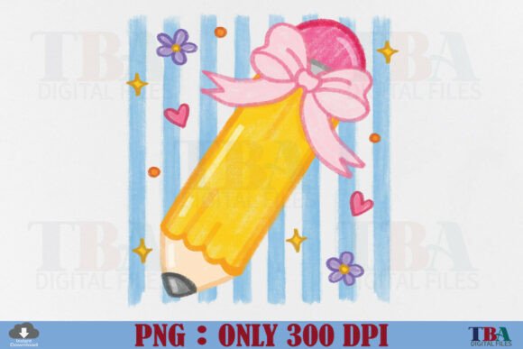 Back to School Striped Pencil Bow PNG Design Assets