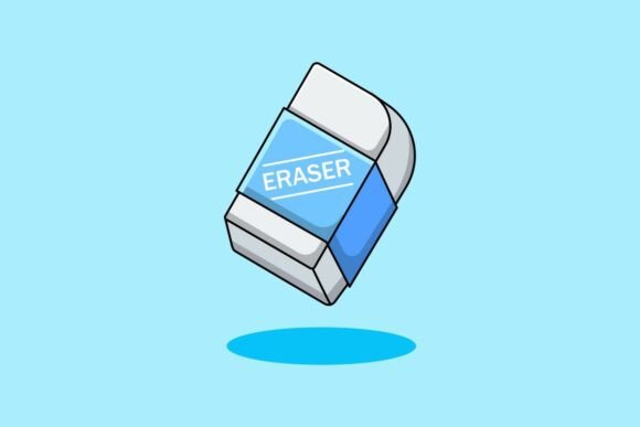 Cartoon Eraser Illustration on Blue Back