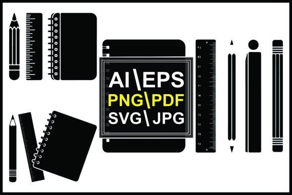Silhouette School Supplies Pencils Ruler
